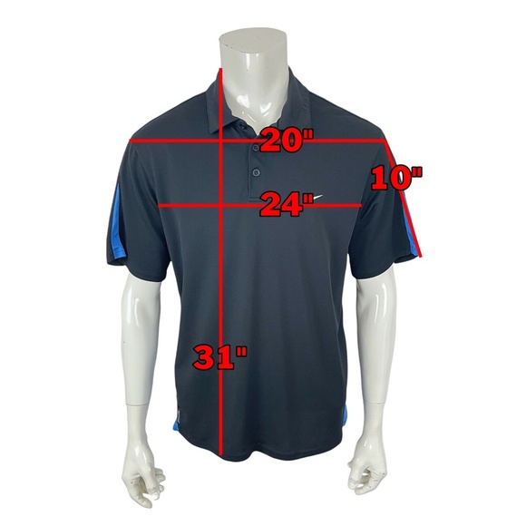 Nike Golf Dri-Fit UV Black Blue Solid And Mesh UV Golf Polo Shirt Mens XL - Picture 2 of 13